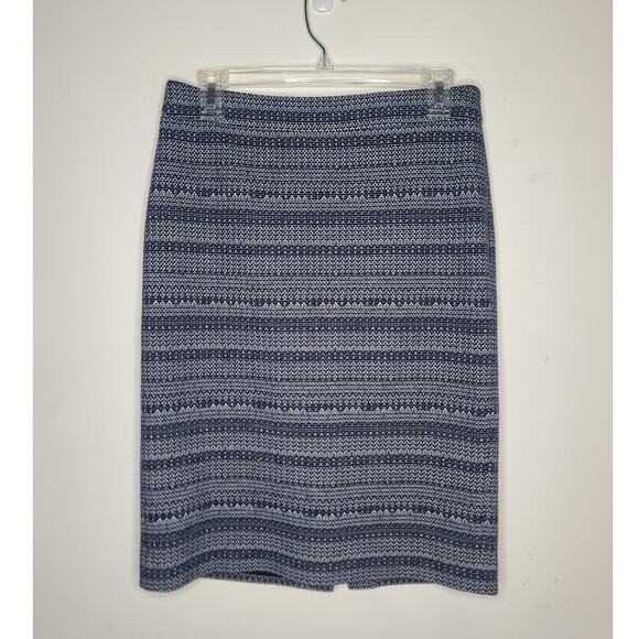 Ann Taylor blue white stripe career office pencil skirt - 4 - Picture 1 of 4